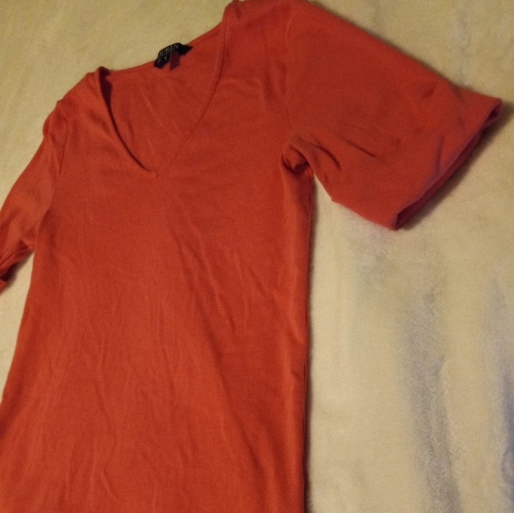 LAUREN RALPH LAUREN V-NECK. WOMENS SIZE M. CORAL REEF COLOR. - Picture 7 of 12